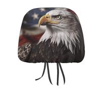 DWTJKMS Bald Eagle US Flag Pictures Car Seat Headrest Cover 1 PCS Adjustable Reusable, Auto Interior Seat Accessories Cute Vintage Car Headrest Protector Seats Cover,for Most Cars