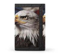 DWTJKMS Bald Eagle US Flag Pictures Wallet Minimalist Mens Slim Trifold Wallets Modern Fashion Wallets Anti-Theft Wallet Holds Cards And Cash