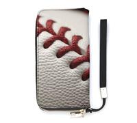 DWTJKMS Baseball Lace Close Up Long Wallet Slim PU Leather Wallets for Men Women Minimalist Wallet with Card Slots, white, 20x10.5cm