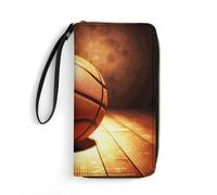 DWTJKMS Basketball Background Long Wallet Slim PU Leather Wallets for Men Women Minimalist Wallet with Card Slots, white, 19.7x10.5cm