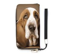 DWTJKMS Basset Hound Long Wallet Slim PU Leather Wallets for Men Women Minimalist Wallet with Card Slots, white, 20x10.5cm