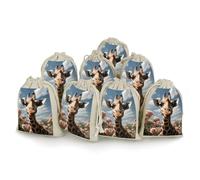 DWTJKMS Beautiful Giraffe Gift Pouches 8PCS Portable Small Drawstring Storage Bags Pouches Reusable Cotton Linen Bunches Pocket For Wedding, Travel, Office, Workout (Unisex)