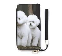 DWTJKMS Bichon Frise Long Wallet Slim PU Leather Wallets for Men Women Minimalist Wallet with Card Slots, white, 20x10.5cm