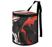 DWTJKMS Black and Red Marble Car Trash Can with Lid Large Capacity Hanging Auto Trash Bin Leak-Proof Waterproof Trash Bin Cars Must Haves Interior Accessories