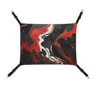 DWTJKMS Black and Red Marble Cat Hammock Soft Sleeping Hammocks Adjustable Pet Hammock All Season Use for Cats, Ferret, Puppy, Rabbits, Small Animals (Classical)