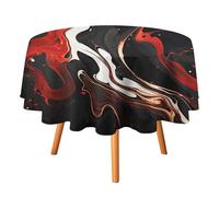DWTJKMS Black and Red Marble Round Tablecloth Picnic Dinner Party Decor Table Covers Summer Fall Outdoor Circle Cover 70x70in for Wedding Birthday Patio Party