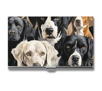DWTJKMS Black And White Dog Business Card Holder Aluminum Alloy Card Case Metal Name Card Holder for Men Women Professional Credit Card ID Case for Office Business Unique Gift