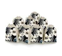 DWTJKMS Black And White Hawaiian Flowers Gift Pouches 8PCS Portable Small Drawstring Storage Bags Pouches Reusable Cotton Linen Bunches Pocket For Wedding, Travel, Office, Workout (Unisex)