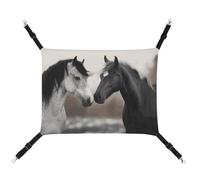 DWTJKMS Black and White Horses Cat Hammock Soft Sleeping Hammocks Adjustable Pet Hammock All Season Use for Cats, Ferret, Puppy, Rabbits, Small Animals (Classical)