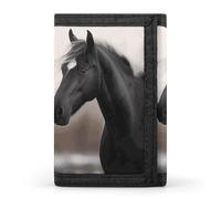 DWTJKMS Black And White Horses Wallet Minimalist Mens Slim Trifold Wallets Modern Fashion Wallets Anti-Theft Wallet Holds Cards And Cash
