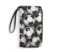 DWTJKMS Black And White Soccer Ball Pattern Long Wallet Slim PU Leather Wallets for Men Women Minimalist Wallet with Card Slots, white, 19.7x10.5cm