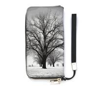 DWTJKMS Black And White Tree Long Wallet Slim PU Leather Wallets for Men Women Minimalist Wallet with Card Slots, white, 20x10.5cm