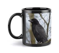 DWTJKMS Black Crow Birds Coffee Mugs Large Ceramic Mug with Handle Porcelain Novelty Mug Print Pattern Tea Cup Cute Milk Cup Funny Coffee Cups for Men Women Dishwasher Safe