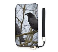 DWTJKMS Black Crow Birds Long Wallet Slim PU Leather Wallets for Men Women Minimalist Wallet with Card Slots, white, 20x10.5cm