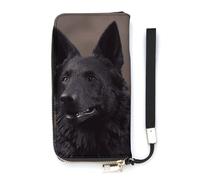 DWTJKMS Black German Shepherd Long Wallet Slim PU Leather Wallets for Men Women Minimalist Wallet with Card Slots, white, 20x10.5cm