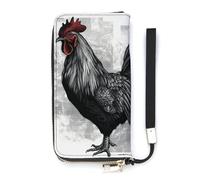 DWTJKMS Black Rooster Long Wallet Slim PU Leather Wallets for Men Women Minimalist Wallet with Card Slots, white, 20x10.5cm