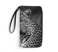 DWTJKMS Black White Leopard Animal Long Wallet Slim PU Leather Wallets for Men Women Minimalist Wallet with Card Slots, white, 19.7x10.5cm