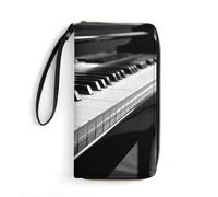 DWTJKMS Black White Piano Keyboard Long Wallet Slim PU Leather Wallets for Men Women Minimalist Wallet with Card Slots, white, 19.7x10.5cm