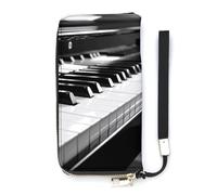 DWTJKMS Black White Piano Keyboard Long Wallet Slim PU Leather Wallets for Men Women Minimalist Wallet with Card Slots, white, 20x10.5cm