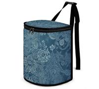 DWTJKMS Blue Floral Lace Car Trash Can with Lid Large Capacity Hanging Auto Trash Bin Leak-Proof Waterproof Trash Bin Cars Must Haves Interior Accessories