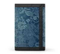 DWTJKMS Blue Floral Lace Wallet Minimalist Mens Slim Trifold Wallets Modern Fashion Wallets Anti-Theft Wallet Holds Cards And Cash