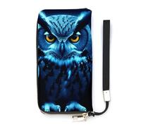 DWTJKMS Blue Owl Long Wallet Slim PU Leather Wallets for Men Women Minimalist Wallet with Card Slots, white, 20x10.5cm