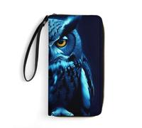 DWTJKMS Blue Owl Long Wallet Slim PU Leather Wallets for Men Women Minimalist Wallet with Card Slots, white, 19.7x10.5cm
