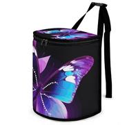 DWTJKMS Blue Purple Butterfly Car Trash Can with Lid Large Capacity Hanging Auto Trash Bin Leak-Proof Waterproof Trash Bin Cars Must Haves Interior Accessories
