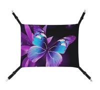 DWTJKMS Blue Purple Butterfly Cat Hammock Soft Sleeping Hammocks Adjustable Pet Hammock All Season Use for Cats, Ferret, Puppy, Rabbits, Small Animals (Classical)