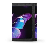 DWTJKMS Blue Purple Butterfly Wallet Minimalist Mens Slim Trifold Wallets Modern Fashion Wallets Anti-Theft Wallet Holds Cards And Cash