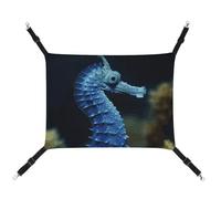 DWTJKMS Blue Seahorse Cat Hammock Soft Sleeping Hammocks Adjustable Pet Hammock All Season Use for Cats, Ferret, Puppy, Rabbits, Small Animals (Classical)