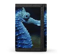 DWTJKMS Blue Seahorse Wallet Minimalist Mens Slim Trifold Wallets Modern Fashion Wallets Anti-Theft Wallet Holds Cards And Cash