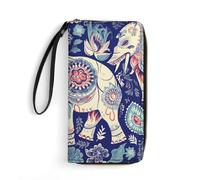 DWTJKMS Boho Elephant Long Wallet Slim PU Leather Wallets for Men Women Minimalist Wallet with Card Slots, white, 19.7x10.5cm