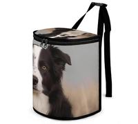 DWTJKMS Border Collie Car Trash Can with Lid Large Capacity Hanging Auto Trash Bin Leak-Proof Waterproof Trash Bin Cars Must Haves Interior Accessories
