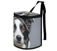 DWTJKMS Border Collie Car Trash Can with Lid Large Capacity Hanging Auto Trash Bin Leak-Proof Waterproof Trash Bin Cars Must Haves Interior Accessories