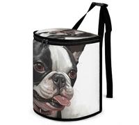 DWTJKMS Boston Terrier Car Trash Can with Lid Large Capacity Hanging Auto Trash Bin Leak-Proof Waterproof Trash Bin Cars Must Haves Interior Accessories