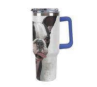 DWTJKMS Boston Terrier Stainless Steel Tumbler 40 Oz Leak-proof Large Capacity Car Cup with Handle Straw Double Wall Vacuum Insulated Cup Reusable Keeps Cold Or Hot Deep Blue-style