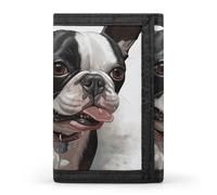 DWTJKMS Boston Terrier Wallet Minimalist Mens Slim Trifold Wallets Modern Fashion Wallets Anti-Theft Wallet Holds Cards And Cash