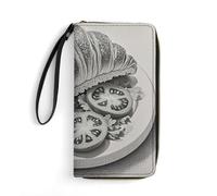 DWTJKMS Bread Art Long Wallet Slim PU Leather Wallets for Men Women Minimalist Wallet with Card Slots, white, 19.7x10.5cm
