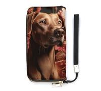 DWTJKMS Brown Dog Long Wallet Slim PU Leather Wallets for Men Women Minimalist Wallet with Card Slots, white, 20x10.5cm