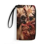 DWTJKMS Brown Dog Long Wallet Slim PU Leather Wallets for Men Women Minimalist Wallet with Card Slots, white, 19.7x10.5cm