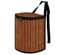 DWTJKMS Brown Wood Pattern Car Trash Can with Lid Large Capacity Hanging Auto Trash Bin Leak-Proof Waterproof Trash Bin Cars Must Haves Interior Accessories