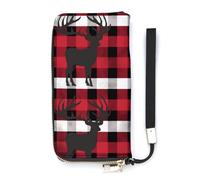 DWTJKMS Buffalo Plaid Deer Long Wallet Slim PU Leather Wallets for Men Women Minimalist Wallet with Card Slots, white, 20x10.5cm