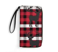 DWTJKMS Buffalo Plaid Deer Long Wallet Slim PU Leather Wallets for Men Women Minimalist Wallet with Card Slots, white, 19.7x10.5cm