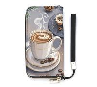 DWTJKMS Cafe Bar Long Wallet Slim PU Leather Wallets for Men Women Minimalist Wallet with Card Slots, white, 20x10.5cm