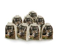 DWTJKMS Camouflage Deer Gift Pouches 8PCS Portable Small Drawstring Storage Bags Pouches Reusable Cotton Linen Bunches Pocket For Wedding, Travel, Office, Workout (Unisex)