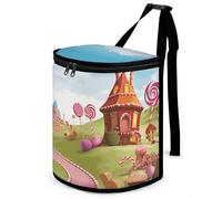 DWTJKMS Candy Land Car Trash Can with Lid Large Capacity Hanging Auto Trash Bin Leak-Proof Waterproof Trash Bin Cars Must Haves Interior Accessories