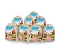 DWTJKMS Candy Land Gift Pouches 8PCS Portable Small Drawstring Storage Bags Pouches Reusable Cotton Linen Bunches Pocket For Wedding, Travel, Office, Workout (Unisex)