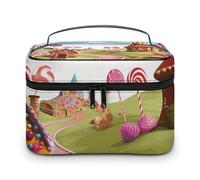 DWTJKMS Candy Land Makeup Bag, Cosmetic Organizer Case Large Portable Capacity Make Up Bags Women Travel Toiletry Bags with Handle And Divider