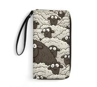 DWTJKMS Cartoon Black White Sheep Long Wallet Slim PU Leather Wallets for Men Women Minimalist Wallet with Card Slots, white, 19.7x10.5cm